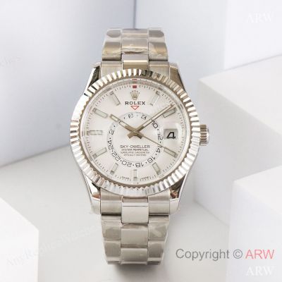 Super Clone Rolex Sky Dweller White Face Oystersteel Cal.9002 Movement